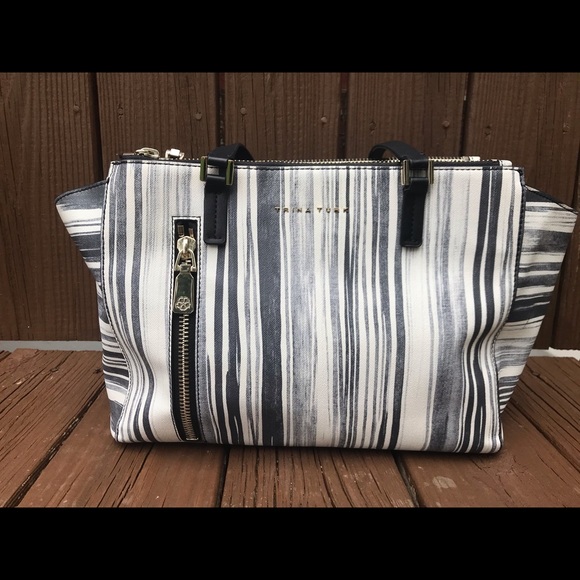 Trina Turk Blue and White Striped Tote - Picture 1 of 6